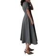 thumbnail image 4 of Women'S Autumn Elegant Classic Round Neck Short Sleeve Midi A-Line Flowing Elegant Winter Party Dress Gray S, 4 of 9