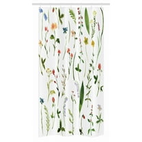 Watercolor Flower Stall Shower Curtain, Different Kinds of Flowers with Herbs Weeds Plants and Earth Elements, Fabric Bathroom Set with Hooks, 36W X 72L Inches Long, Multicolor, by Ambesonne