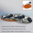 thumbnail image 4 of Crow 6PCS Round Microfiber Leather Drink Coasters, 11x11 cm/4.3x4.3 in, Set of 6 Coasters for Table and Decoration, 4 of 6