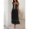 thumbnail image 5 of Michellecmm  Women Tube Dress Bow Contrast Color Ruffled Ruched Flowy Long Dress, 5 of 9