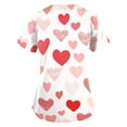 thumbnail image 4 of Womens Valentine Day Scrub Tops Love Heart Print Short Sleeve Quick Dry Medical Scrub Tops Cute V Neck Plus Size Uniform with Pockets Light pink S, 4 of 6