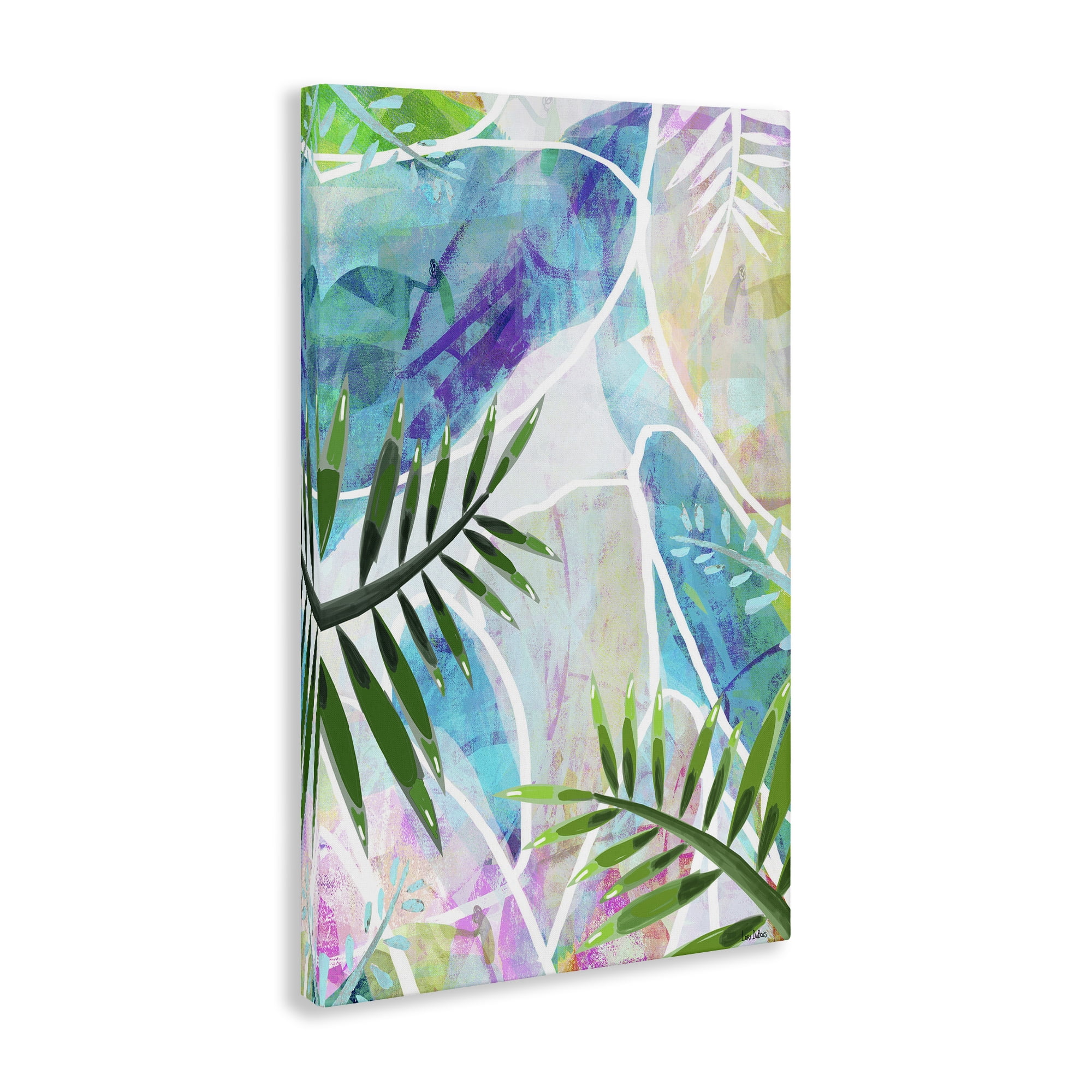 Stupell Industries Layered Tropical Leaves Coastal Painting Gallery Wrapped Canvas Art Print Wall Art, 16 x 24