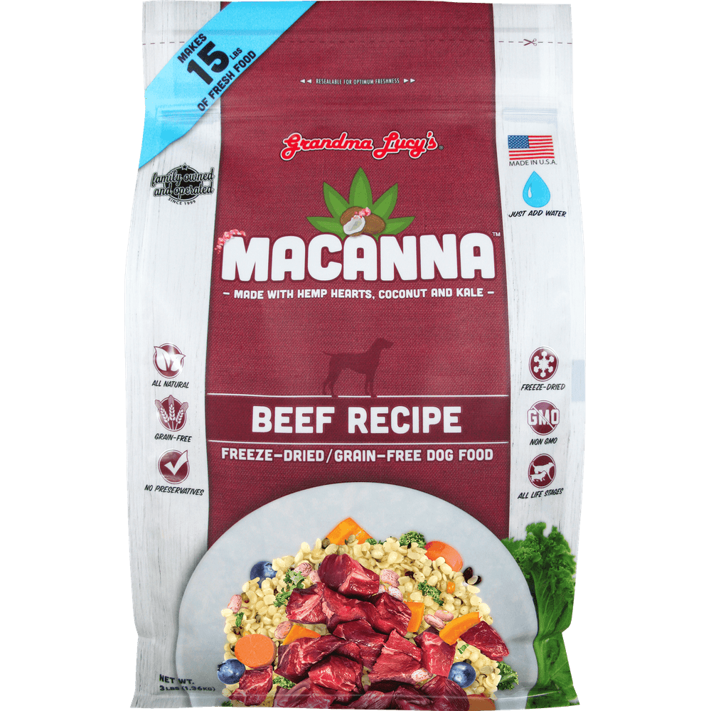 Grandma Lucy's Macanna GrainFree Beef FreezeDried Dog Food, 8 Lb