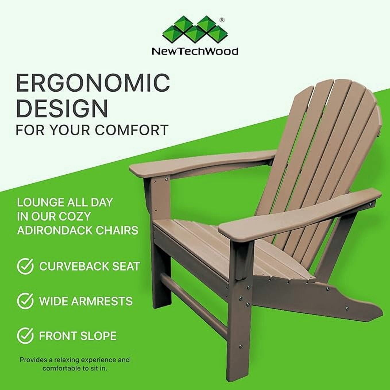 NewTechWood Atlantic Classic Curveback Antique Plastic Outdoor Patio Adirondack Chair