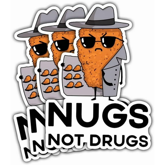 3 Pcs Nugs Not Drugs Sticker – Funny Chicken Nugget Vinyl Decal for Laptop, Water Bottle, Window, Phone, Helmet, Car 3"