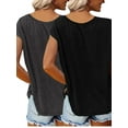 thumbnail image 4 of MORTTIC Women's 2-Pack Graphic Tees, Funny Print Short Sleeve Casual Summer Tops, XL, 4 of 5