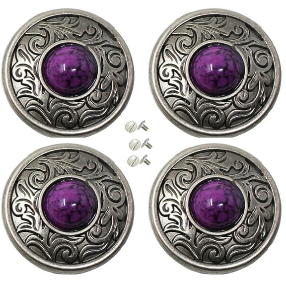 4 Screw Back Conchos Western Saddle Bridle Tack 1-1/4" Conchos Purple Co593