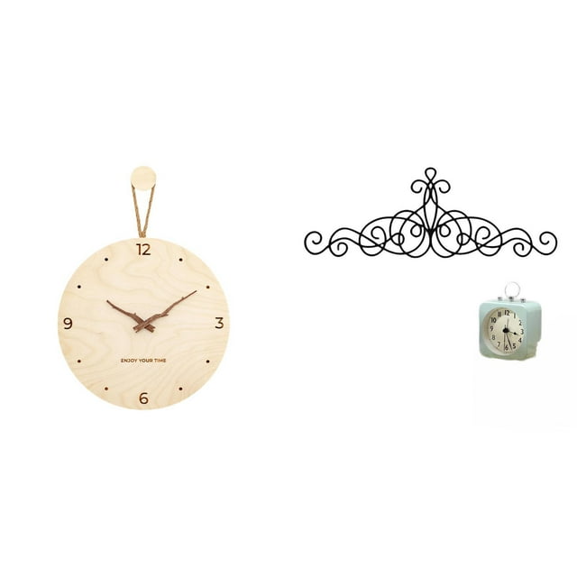 Reloj de pared decorativo para sala de estar, reloj de pared de madera para colgar, decoración de pared con desplazamiento, hecho con material ligero