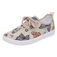 thumbnail image 2 of Willtoo Womens Butterfly Print Canvas Sneakers Lace Up Low Top Casual Shoes Lightweight Platform Walking Flats For Daily Outdoor Wear, 2 of 5