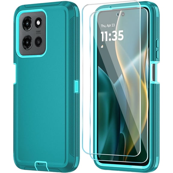 HCTian Phone Case for Motorola Moto G 5G 2025/Moto G Play 5G 2025 Case with HD Screen Protector, Heavy Duty Shockproof & Dropproof 3-Layer Cover Phone Case