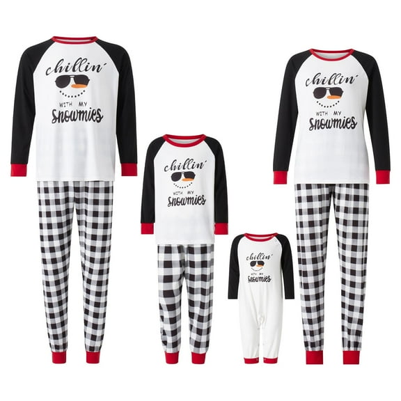 Matching Family Christmas Snowman Printed Pajamas Xmas Pjs Women Men Clothes Holiday Sleepwear