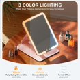 thumbnail image 4 of Rechargeable Travel Makeup Mirror Portable Travel Lighted Makeup Mirror with Color Modes Dimmable Compact Tabletop LED Vanity Mirror with Touch Screen, 4 of 9