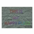 thumbnail image 1 of Saying Cutting Board, This is Our Happy Place Colorful Graffiti Motivation Saying on Grey Bricks Print, Decorative Tempered Glass Cutting and Serving Board, in 3 Sizes, by Ambesonne, 1 of 2