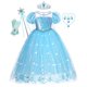 thumbnail image 1 of Vestido de Elsa de Frozen para niños, mangas abullonadas, vestido de baile, disfraces de princesa de fiesta, capa de lentejuelas, ropa de malla para niñas Fivean unisex, 1 of 2