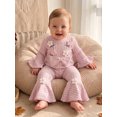 thumbnail image 5 of RUINIXCW Baby Girls Fall Outfits Long Sleeve Floral Embroidery Romper Flared Pants, 5 of 8