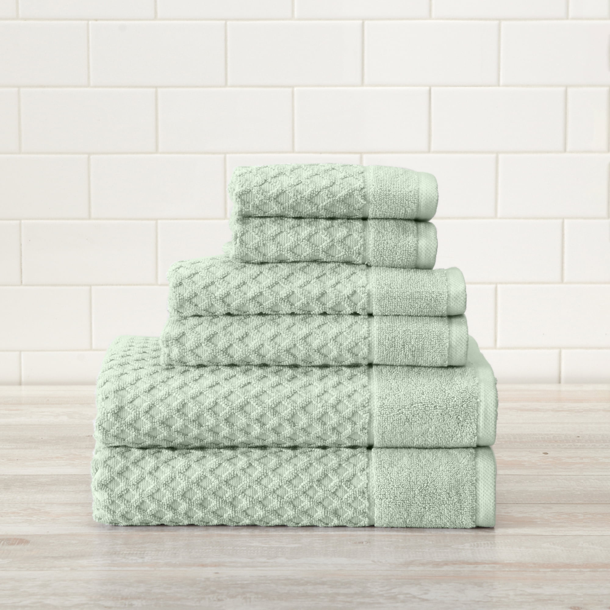 100% cotton 450 GSM 6 pcs Towel Set Jacquard Pattern Light Weight Lint free 