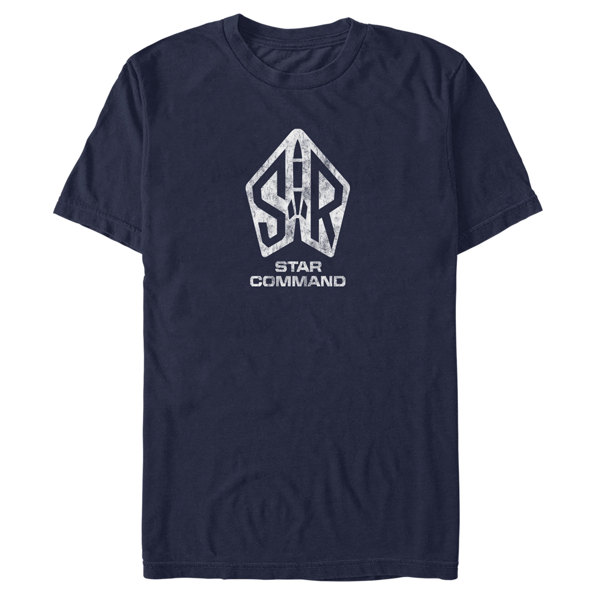 Men's Lightyear Star Command Distressed Logo  Graphic Tee Navy Blue 2X Large