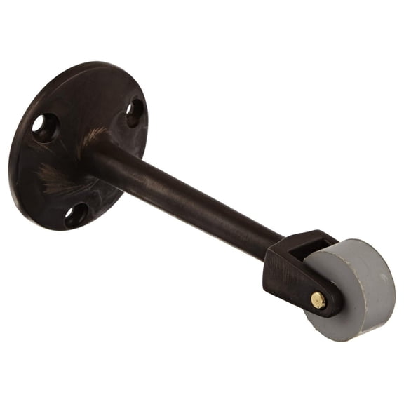 Bronze Door Stop - #8 x 3/4" Straight Stop - Oil Rubbed Finish - Solid Brass with DuraFlex Bumper - For Odd Angle Doors - Made in USA