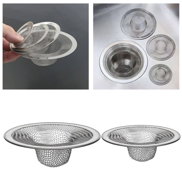 Strainer Top Drain Hair Catcher for Kitchen Shower Bathtub Stainless Steel Stopper 2 Pack Mesh Filter and Stopper for Clogs
