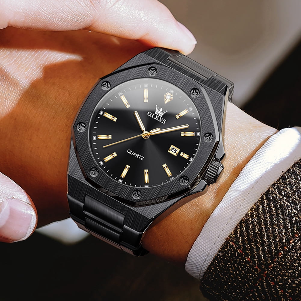 OLEVS Watch for Men Business Dress Diamond Analog Quartz Date Luxury Classic Casual Stainless Steel Waterproof Luminous Mens Wrist Watches Reloj para Hombre