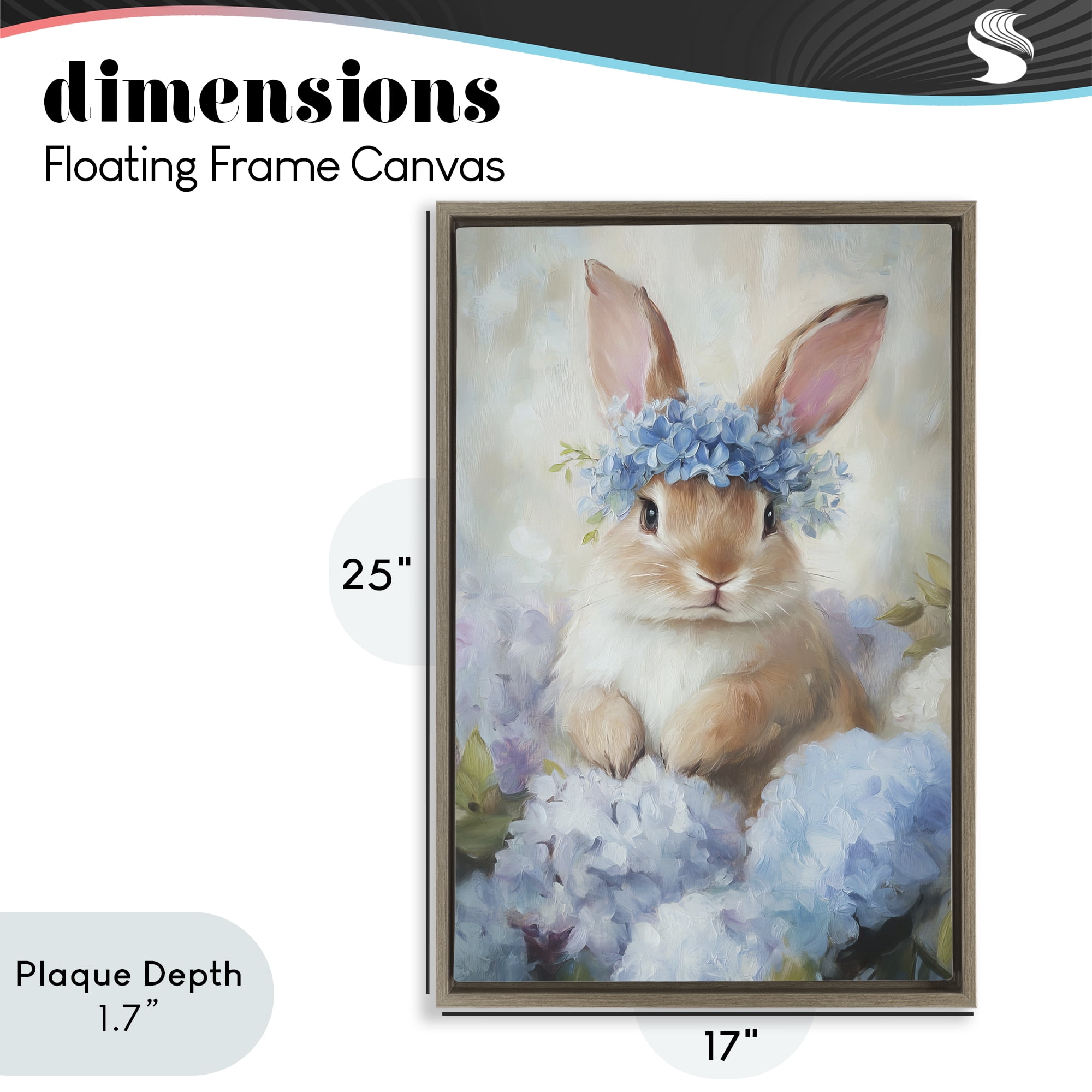 Stupell Industries Bunny In The Blossoms Brown Framed Floater Canvas Wall Art, design by Tina LeCour