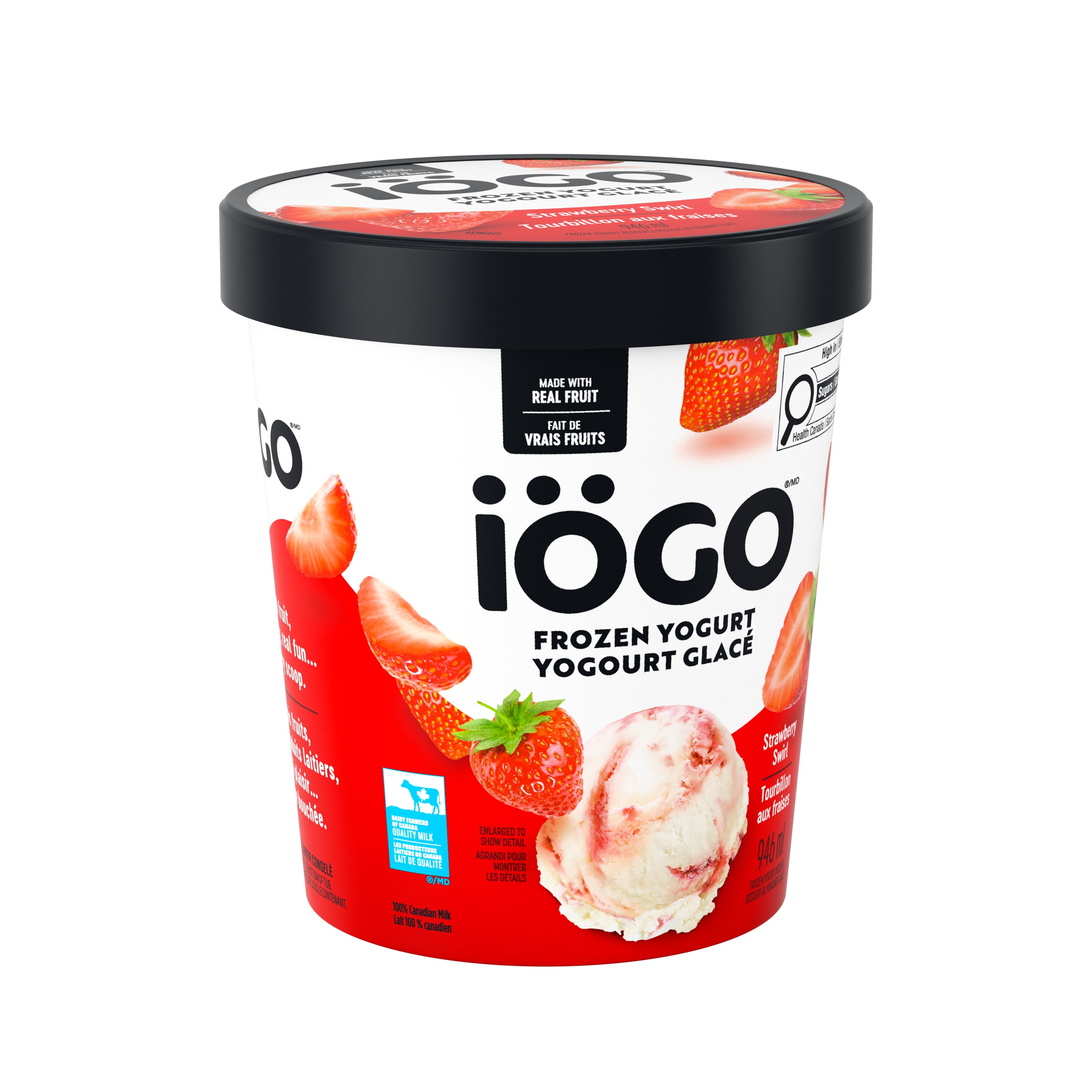 Strawberry Swirl Frozen Yogurt, Vanilla With Fruit Ripple, Prepared In Canada With 100% Canadian Milk, No Artificial Flavours Or Colours, 946 mL