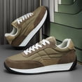 thumbnail image 5 of Fashion Running Sneakers- Lace-Up, Low-Cut Olive Green with White Accents, Suitable for All Seasons ，Casual Sports Thick-Soled Height-Increasing Shoes, Non-Slip Rubber Sole, 5 of 9