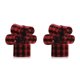 thumbnail image 1 of Injueey Accesorio de cinta con cable de lino navideño, tela de arpillera a cuadros, ambiente navideño, decoración a cuadros, envoltura negro rojo 5m 2piezas, 1 of 6