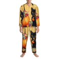 thumbnail image 4 of Mens Pajamas Set - Halloween Cute Candy Black Cat Comfy Long Sleeve Button Up Pajama Sets for Men 2 Piece, Soft Sleepwear Nightwear Pjs Lounge Sets for Men with Pockets, 4 of 5