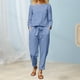 thumbnail image 4 of Trajes De 2 Piezas Conjunto de pantalones de 2 piezas de lino y algodón de manga larga para mujer, ropa diaria (azul XXXL) Ygjytge para Mujer Azul T S, 4 of 6