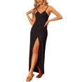 thumbnail image 2 of INSPIRE CHIC Women's Cover Ups Adjustable Strap Backless Wrap Maxi Dress S Black, 2 of 5