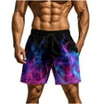 thumbnail image 2 of Shorts Para Hombre Mens Shorts Men's Casual Homewear Flame Printing Funny Printed Trousers Beach Sports Shorts Fast-Drying Trousers Purple XL, 2 of 9