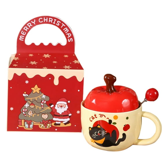 Christmas Cartoon Ceramic Mug Holiday Themed Cute Hot Drink Cup For Cocoa Coffee Merry Festive Party Celebration Present Coffee Cups Set Clear Oversized Mugs for Grandma Coffee Glasses Set Hot Coffee