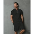 thumbnail image 2 of BUYJYA 2 Pieces Men's Tracksuit Casual Quarter Zip Shirt and Shorts Set for Beach Strolls Tennis Golf, 2 of 7