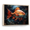thumbnail image 2 of Designart "Orange Fish in Geometric Style II" Animals Floater Framed Wall Decor, 2 of 7