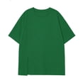 thumbnail image 4 of SROBPTY Big Kids Boys and Girls 5-15 Years Fashion Solid Loose Slit Short Sleeve Tshirt Top Green, 8-9 Years, 4 of 4