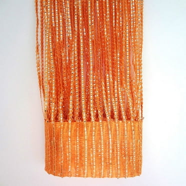 Nvzi 2 Pack 39 x 79 Inch Curtains for Doorways Room Divider Curtains Hippie Room Decor Hanging Beaded Curtains for Bedroom Closet Door,Orange