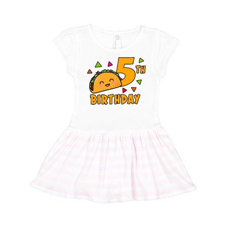 

Inktastic 5th Birthday with Taco and Confetti Gift Toddler Girl Dress