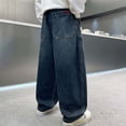 thumbnail image 4 of Tiijoy Little Boys Baggy Cargo Jeans Trendy Elastic Waist Wide Leg Jeans, Sizes 6-16, 4 of 8