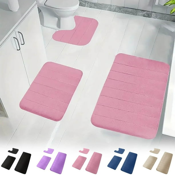 Juego de 3 Alfombras de Baño - Tapetes Absorbentes de Algodón Acolchado y Antideslizantes, 40 X 60 Cm + 50 X 40 Cm + 50 X 81 Cm, Suaves y de Secado Rápido para Baño, Ducha y Uso Doméstico.
