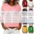 thumbnail image 3 of Nfurl Womens Pink Ribbon Breast Cancer Awareness T Shirts Casual Crew Neck 3/4 Sleeve Tshirts Breast Cancer Clothes Wine,L, 3 of 5