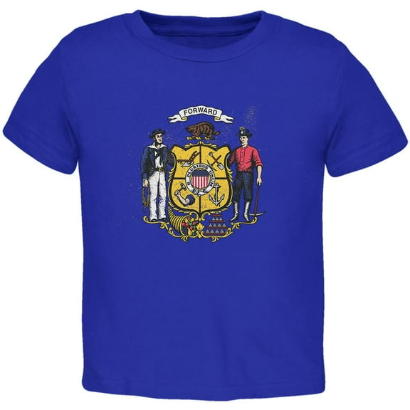 Born and Raised Wisconsin State Flag Toddler T Shirt Royal 4T