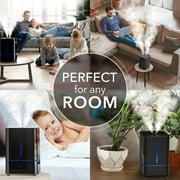Everlasting Comfort 4L Cool Mist Humidifier for Bedroom, Black – Filterless, Quiet Ultrasonic Humidifier with Essential Oil Tray