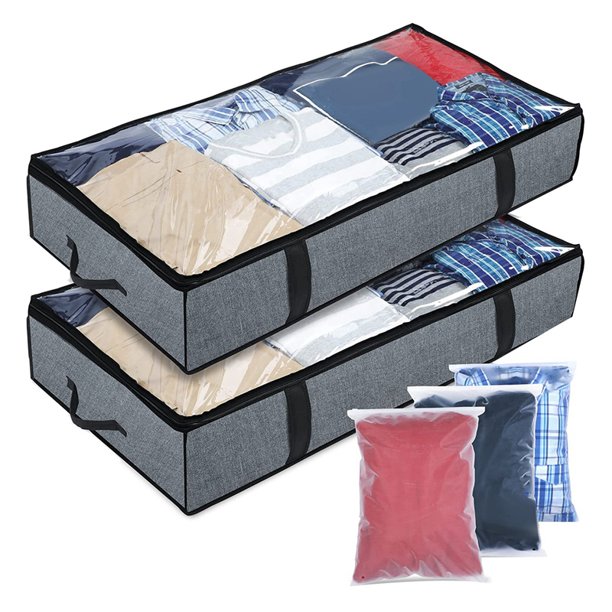 Underbed Storage BoxesPack of 2 Under Bed Storage Box with 3X Zipper