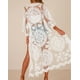 thumbnail image 4 of Traje de baño para mujer, pareo, kimono, vestido largo de playa con encaje floral, ropa de baño, protección solar, 4 of 5
