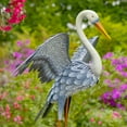 thumbnail image 2 of Set of 2 51" Tall White Neck Blue-Grey Heron Garden Figurines with Spread Wings, 2 of 6