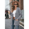 thumbnail image 3 of Women's Long Sleeve Cable Knit Sweater Open Front Cardigan Button Loose Outerwear, 3 of 7