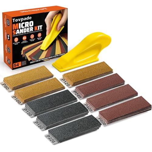54PCS Premium  Sander, Detail & Mini Sander Block – Precision Small Hand Sanding Tool, 80–800 Grit Sandpaper Kit, 3-in-1 Set for Wood, Crafts, Furniture, Tight Spaces & DIY Projects