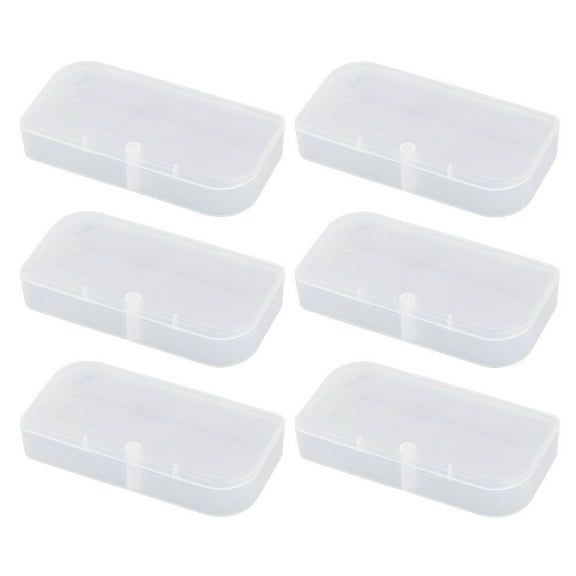 IFANLANDOR 6Pcs Plastic Container Organizer for Small Parts Storage Transparent Rectangular Indoor Outdoor Storage