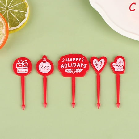 

5pcs/9pcs Mini Cartoon Christmas Fruit Fork Kids Snack Dessert Pick Ca Bento Lunches Toothpick Bento Lunches Party Decoration